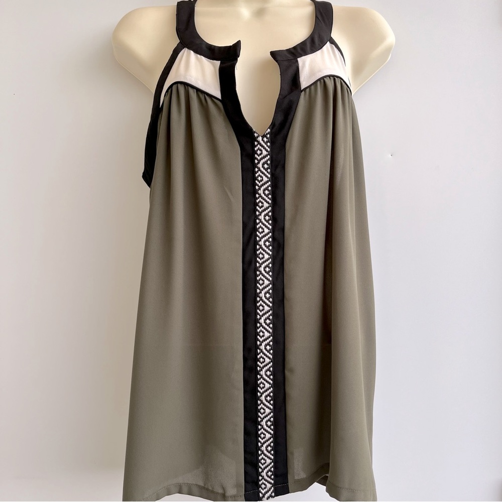 MNK Black Green Blouse Tank Size XL